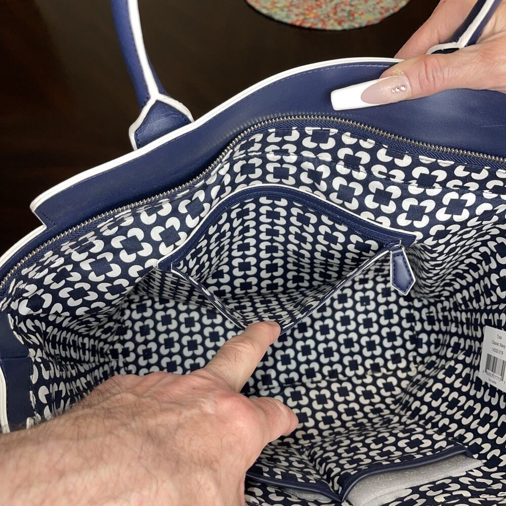 Vera Bradley BRAND NEW WITH TAGS Large Faux Leather Tote - Classic Navy​​​ - Picture 10 of 15